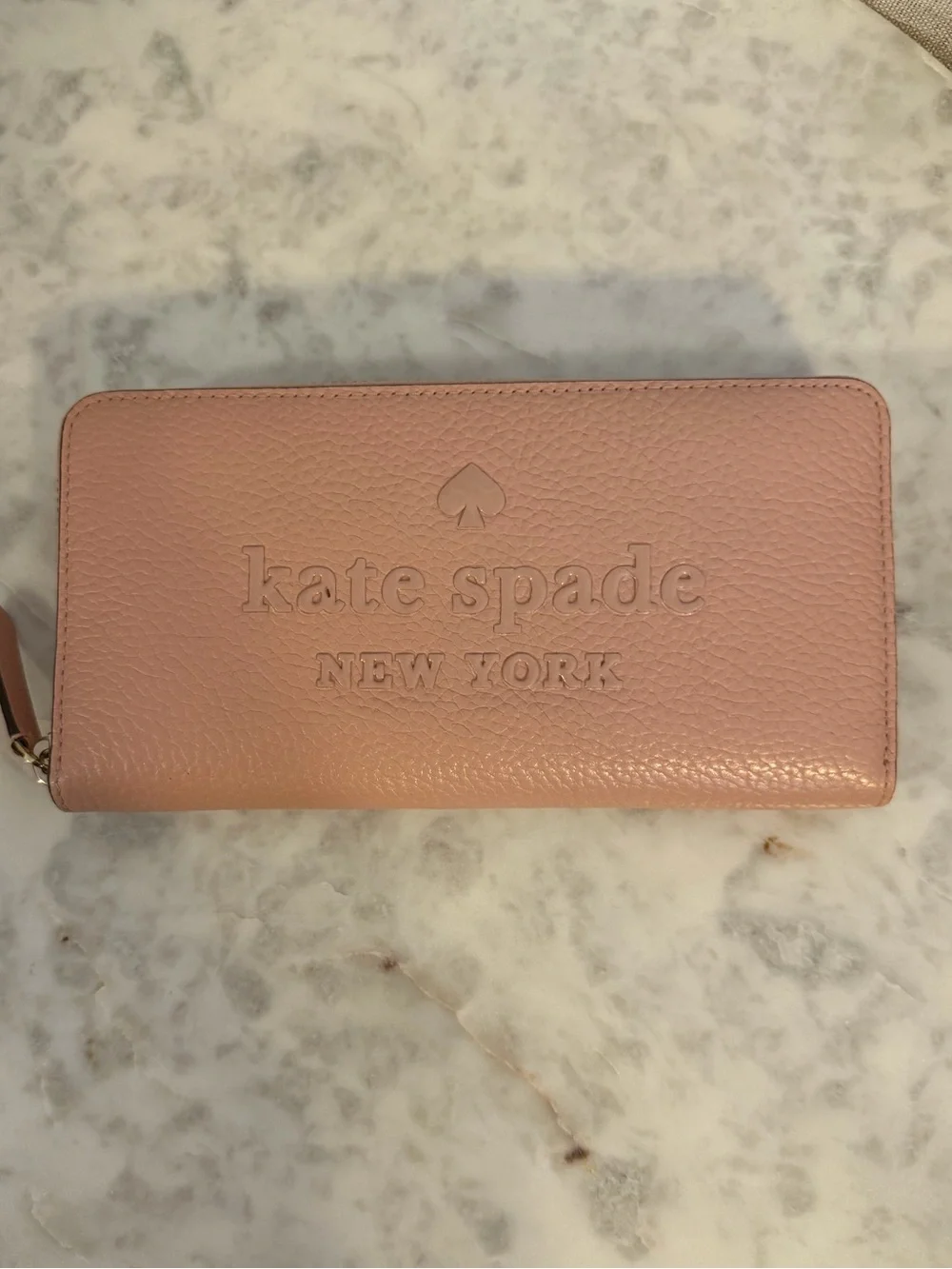 Kate Spade New York Sienne Logo Continental Zip Around Pink Leather Wallet